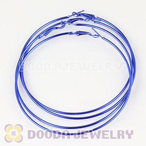 80mm Plated Blue Basketball Wives Plain Hoop Earrings Wholesale
