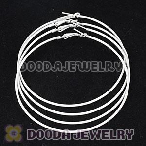 80mm Plated White Basketball Wives Plain Hoop Earrings Wholesale