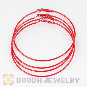 80mm Plated Red Basketball Wives Plain Hoop Earrings Wholesale
