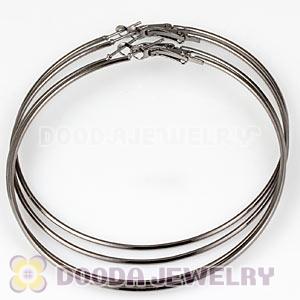 90mm Gun Black Plated Basketball Wives Plain Hoop Earrings Wholesale