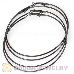 90mm Black Plated Basketball Wives Plain Hoop Earrings Wholesale