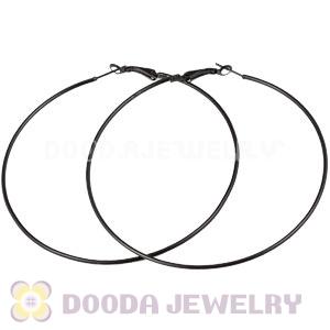 90mm Black Plated Basketball Wives Plain Hoop Earrings Wholesale
