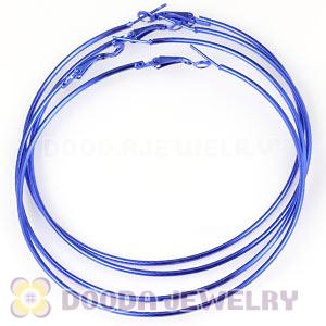 90mm Blue Plated Basketball Wives Plain Hoop Earrings Wholesale