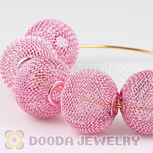 25mm Basketball Wives Wire Pink Mesh Balls Beads Wholesale 