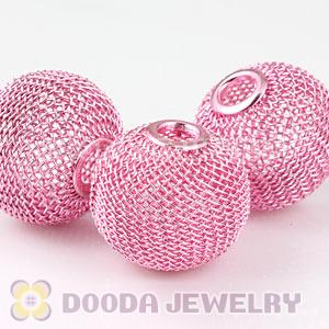 25mm Basketball Wives Wire Pink Mesh Balls Beads Wholesale 