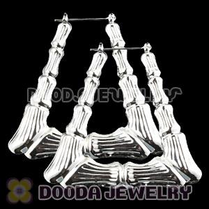 50×60mm Platinum Plated Basketball Wives Bamboo Door Knocker Earrings 