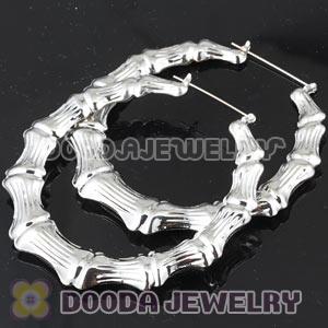 80mm Platinum Plated Basketball Wives Bamboo Hoop Earrings Wholesale 