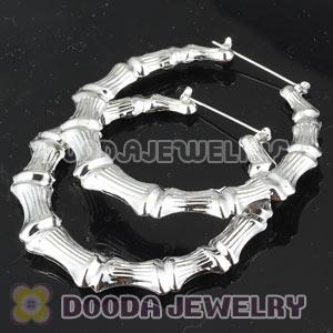 70mm Platinum Plated Basketball Wives Bamboo Hoop Earrings Wholesale 
