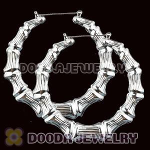 70mm Platinum Plated Basketball Wives Bamboo Hoop Earrings Wholesale 