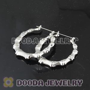 50mm Platinum Plated Basketball Wives Bamboo Hoop Earrings Wholesale 