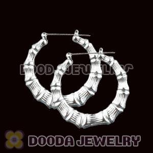 45mm Platinum Plated Basketball Wives Bamboo Hoop Earrings Wholesale 