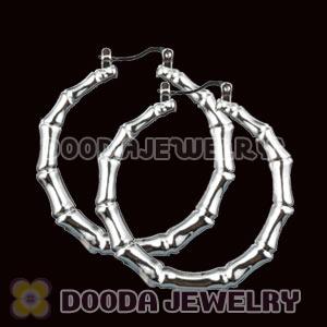 50mm Platinum Plated Basketball Wives Bamboo Hoop Earrings Wholesale 