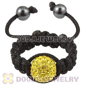 Handmade Style Macrame Rings With Yellow Czech Crystal Wholesale
