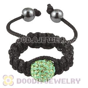 Handmade Style Macrame Rings With Green Czech Crystal Wholesale