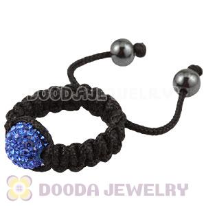 Handmade Style Macrame Rings With Blue Czech Crystal Wholesale
