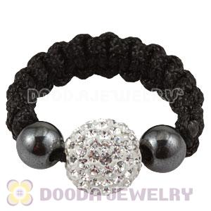 White Czech Crystal Handmade Style Macrame Rings Wholesale