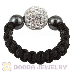 White Czech Crystal Handmade Style Macrame Rings Wholesale