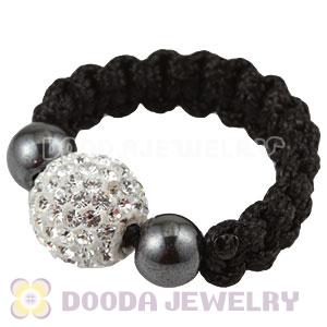 White Czech Crystal Handmade Style Macrame Rings Wholesale