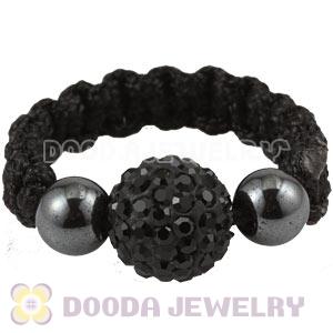 Black Czech Crystal Handmade Style Macrame Rings Wholesale