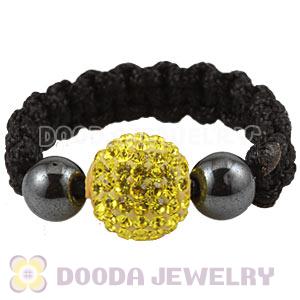 Yellow Czech Crystal Handmade Style Macrame Rings Wholesale