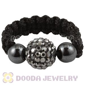 Grey Czech Crystal Handmade Style Macrame Rings Wholesale