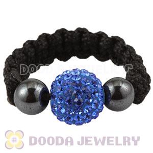 Blue Czech Crystal Handmade Style Macrame Rings Wholesale