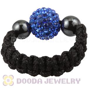 Blue Czech Crystal Handmade Style Macrame Rings Wholesale