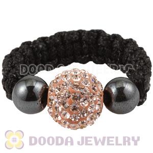 Rose Czech Crystal Handmade Style Macrame Rings Wholesale