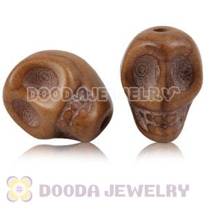 11×12mm Brown Turquoise Skull Head Ball Beads