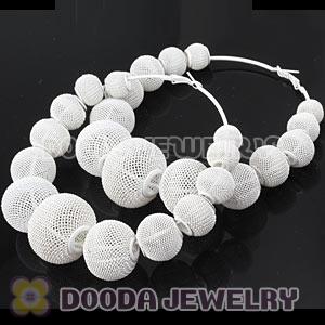 90mm White Basketball Wives Mesh Hoop Earrings Wholesale