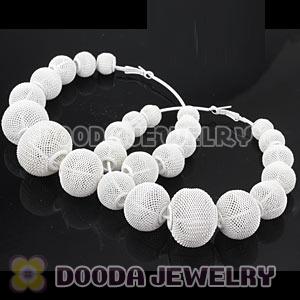 90mm White Basketball Wives Mesh Hoop Earrings Wholesale