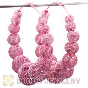90mm Pink Basketball Wives Mesh Hoop Earrings Wholesale