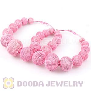 90mm Pink Basketball Wives Mesh Hoop Earrings Wholesale