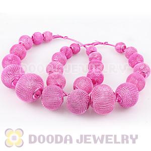 90mm Peach Basketball Wives Mesh Hoop Earrings Wholesale