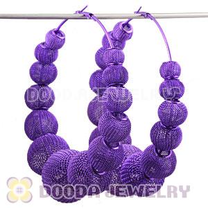 90mm Purple Basketball Wives Mesh Hoop Earrings Wholesale
