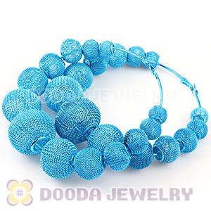 90mm Blue Basketball Wives Mesh Hoop Earrings Wholesale