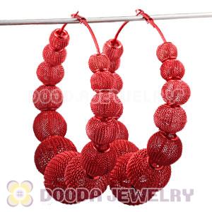 90mm Red Basketball Wives Mesh Hoop Earrings Wholesale