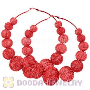 90mm Red Basketball Wives Mesh Hoop Earrings Wholesale