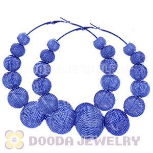 90mm Blue Basketball Wives Mesh Hoop Earrings Wholesale