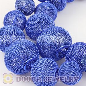 90mm Blue Basketball Wives Mesh Hoop Earrings Wholesale
