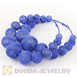 90mm Blue Basketball Wives Mesh Hoop Earrings Wholesale
