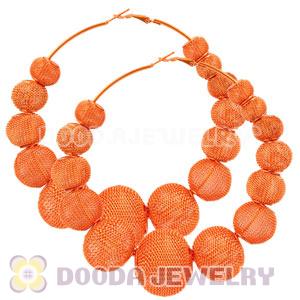 90mm Orange Basketball Wives Mesh Hoop Earrings Wholesale