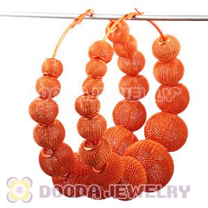 90mm Orange Basketball Wives Mesh Hoop Earrings Wholesale