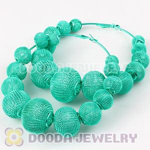 90mm Blue Basketball Wives Mesh Hoop Earrings Wholesale