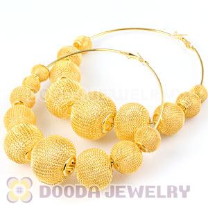 90mm Gold Basketball Wives Mesh Hoop Earrings Wholesale