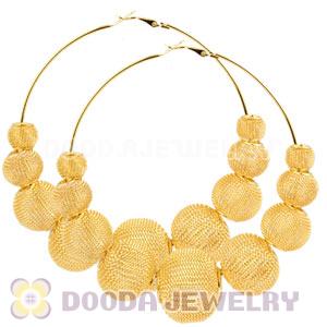 90mm Gold Basketball Wives Mesh Hoop Earrings Wholesale