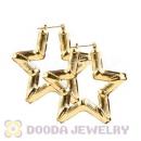 50×55mm Gold Basketball Wives Pentagram Bamboo Earrings Wholesale