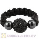 Black Czech Crystal Handmade Style Macrame Rings Wholesale