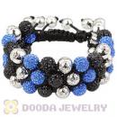 3 Row Pave Czech Crystal Wrap Bracelets With Silver Skull Head Bead