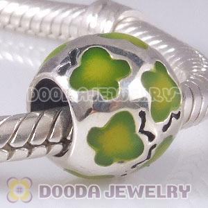 925 Sterling Silver Jewelry Butterfly Bead with Light Green Enamel